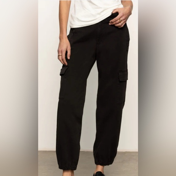 Sanctuary Black Lyocell Drawstring Jogger Sweatpants with Elastic Cuffs - Picture 1 of 7
